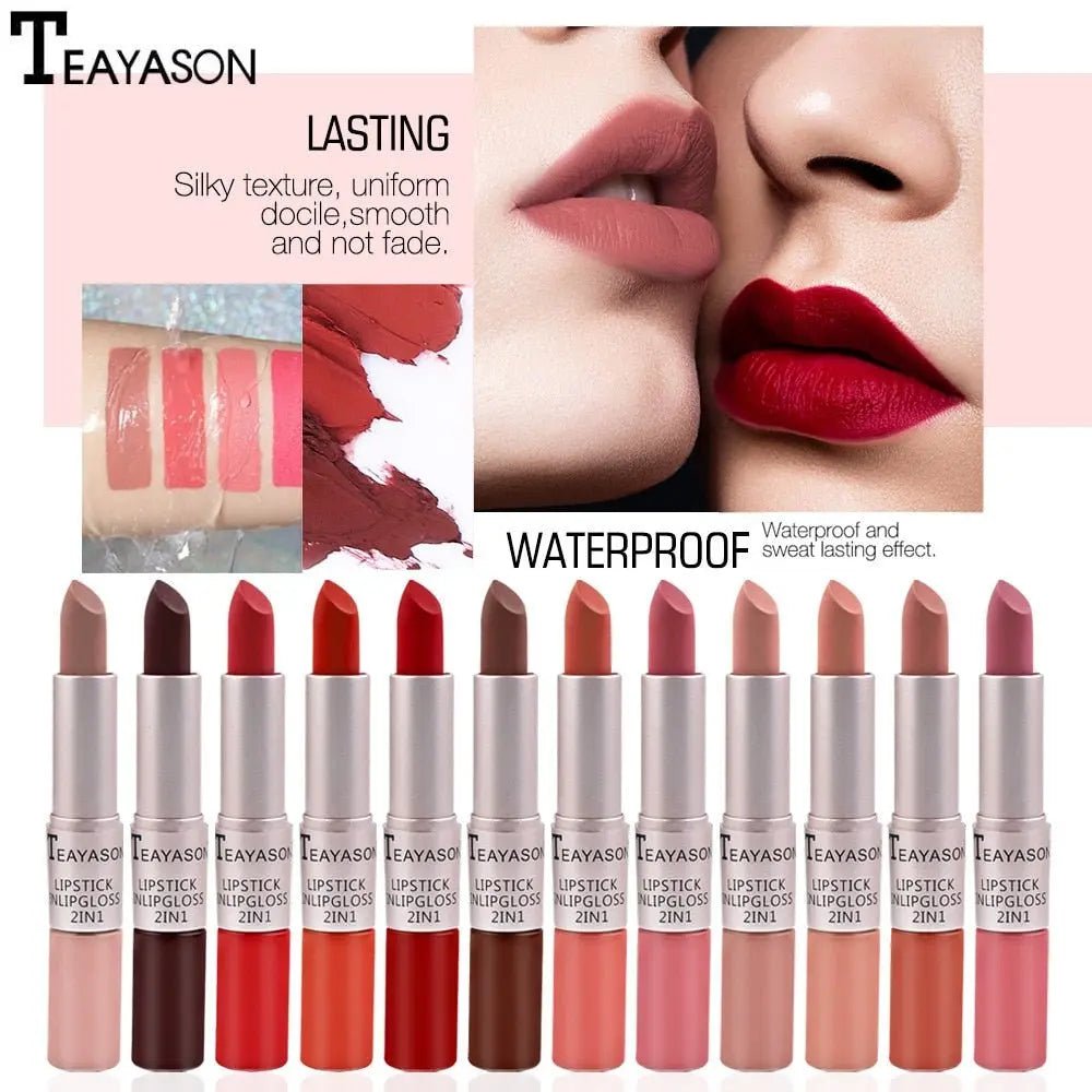 12 Colors Waterproof Matte Lip Gloss - Tress's Beauty