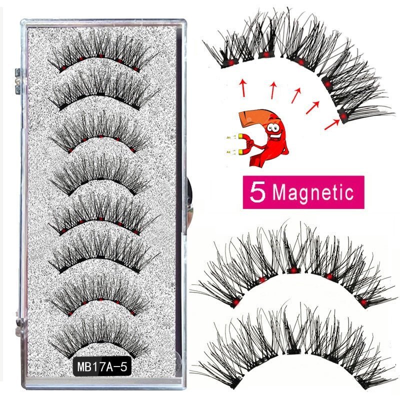 5 Magnetic Eyelashes Curler Set Long, 3D Mink Magnetic lashes - Tress's Beauty