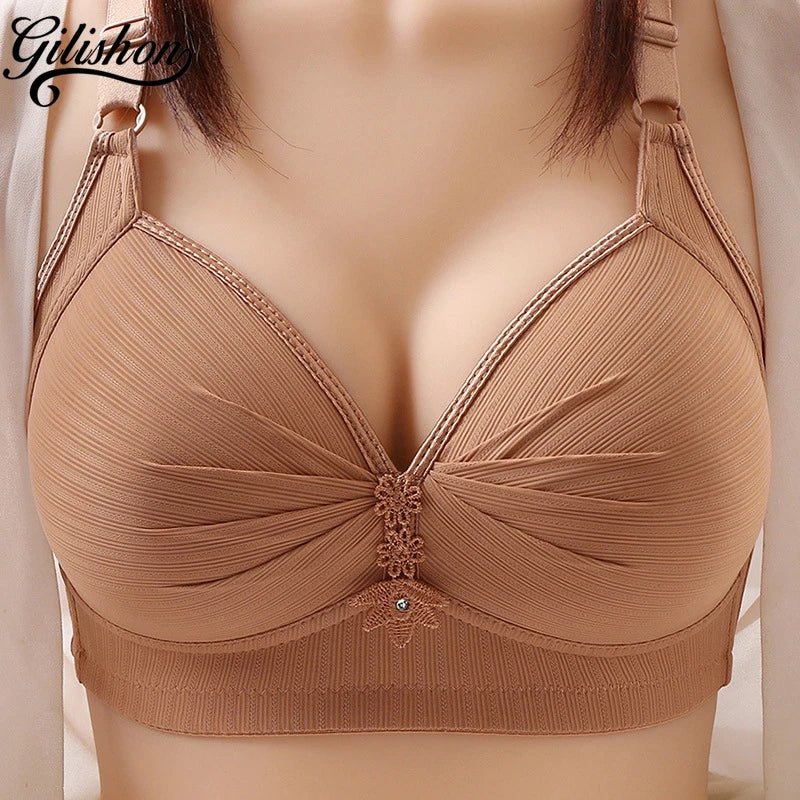 Breathable Thin Mold Cup Bra for Large Size Women - No Steel Ring Comfortable Lingerie with Push Up Effect - Tress's Beauty