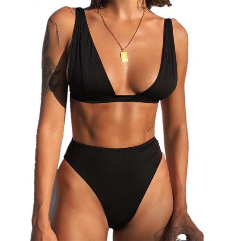 Cross Straps Patchwork Bathing Suits