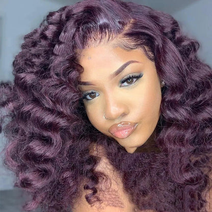 Curly Afro Purple Wig - Tress's Beauty