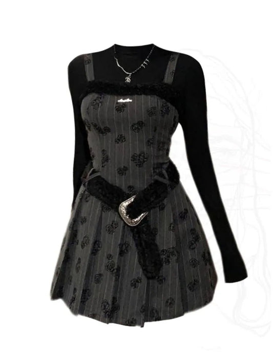 Elegant Floral 2-Piece Skirt Set for Formal Occasions - Coquette Gothic Y2k Style - Tress's Beauty