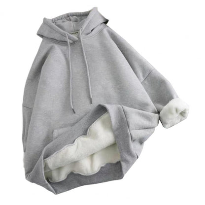 Stay Warm and Stylish with our Fleece Loose O-neck Hooded Pullover