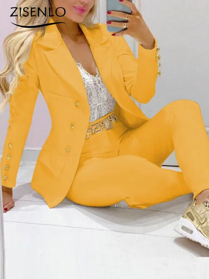 Leisure Suit Set with Blazer Jacket and Pants - Spring/Autumn Fashion - Tress's Beauty