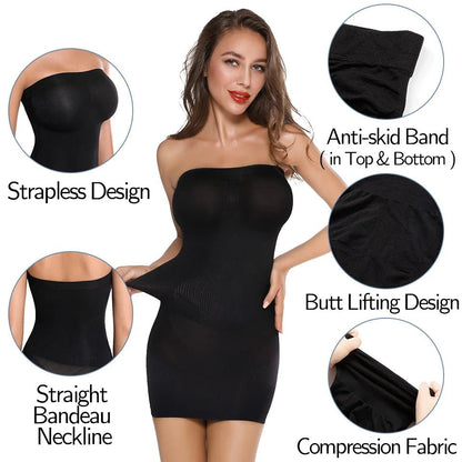 Seamless Tummy Control Full Slip for Women - Slimming Skirt with Butt Lifting Design - Tress's Beauty