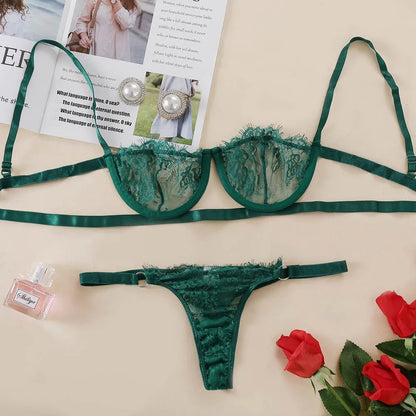 Sexy Ellolace Lingerie Set - Underwire Bra & Briefs - Skin Care Kits - Exotic & Seductive - Multiple Sizes - Tress's Beauty