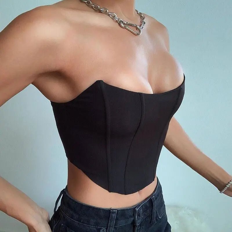 Sexy Velvet Off-Shoulder Crop Top with Backless Design - Perfect for Underwear or Fashion - Tress's Beauty