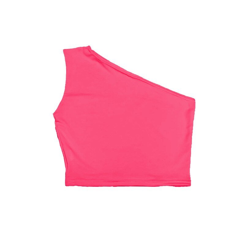 Women Sexy Tank Top Off One Shoulder Slim Halter Backless Bare Midriff Camis Tube Top Female Sleeveless Cropped Vest - Tress's Beauty
