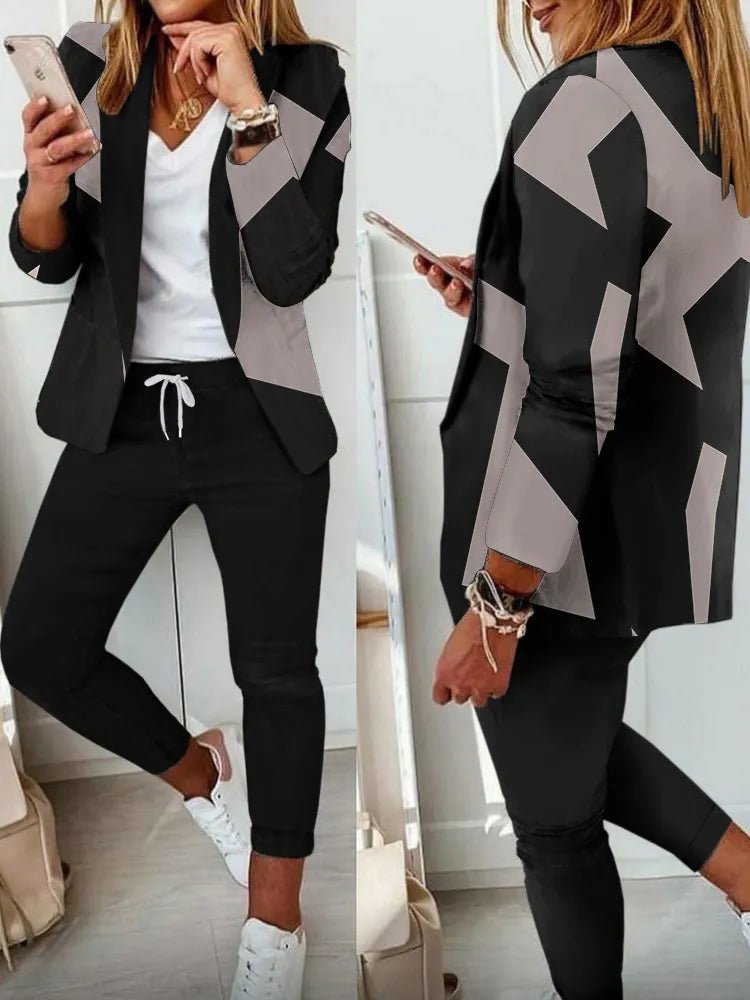 Women's Denim Look Blazer & Pants Set - Casual Fashion - Free Shipping - Tress's Beauty